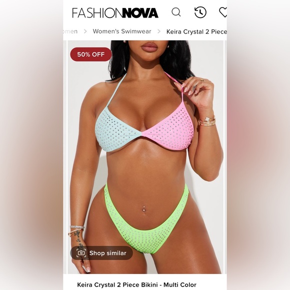 Fashion Nova Keira Crystal 2 piece bikini - Picture 1 of 3